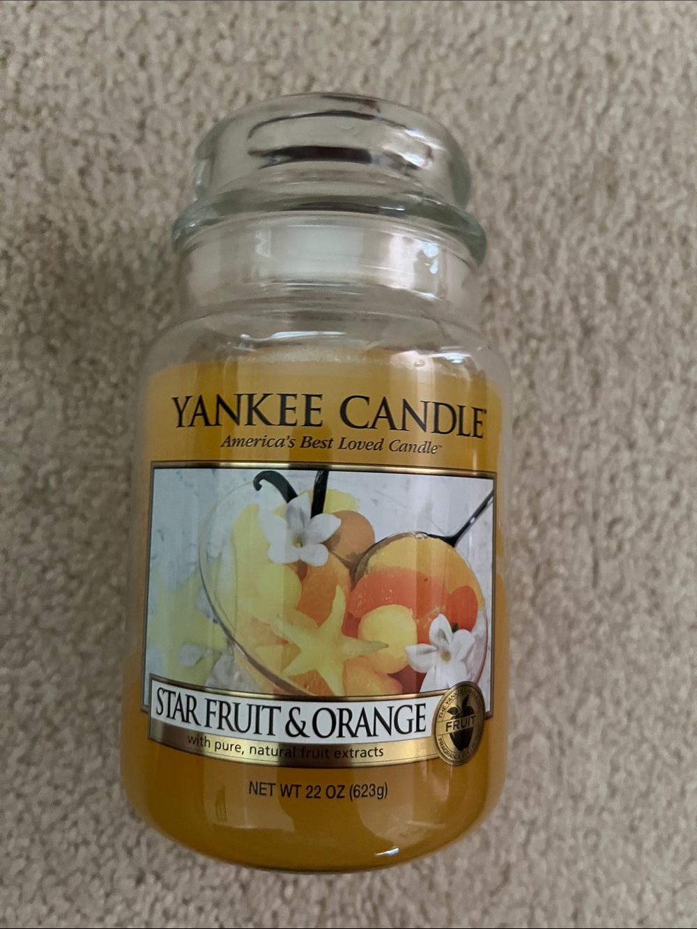 Yankee Candle Star Fruit & Orange Jar Candle - slightly used
